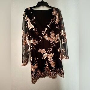 Sequin Black & Gold Party Dress